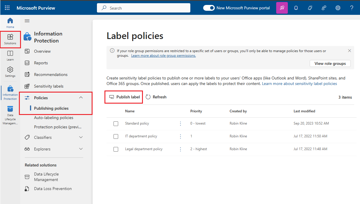 Publish labels.