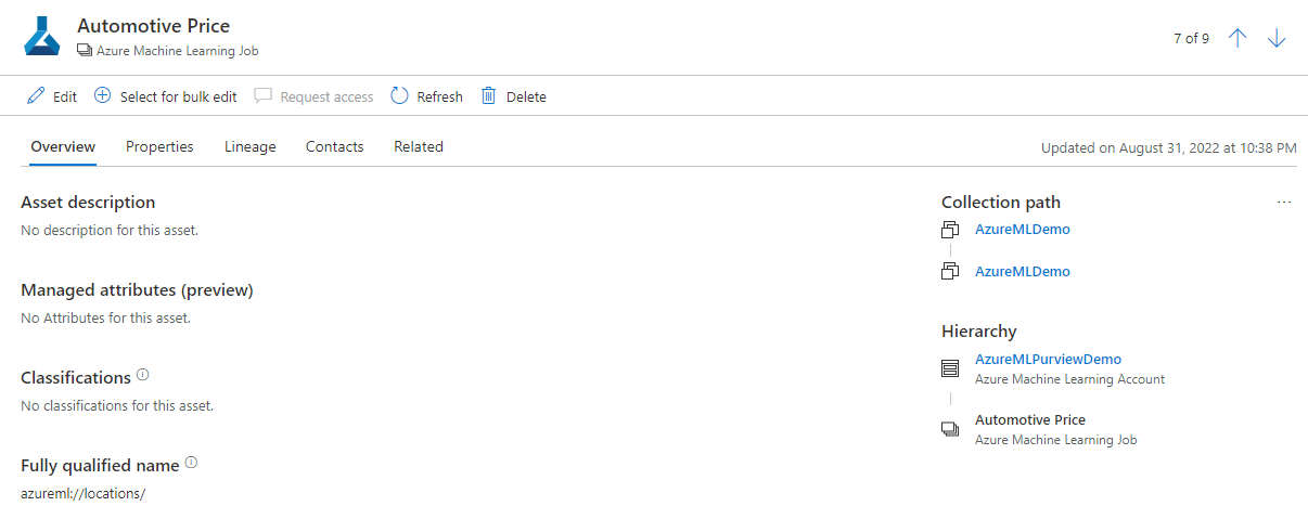Screenshot of asset details.