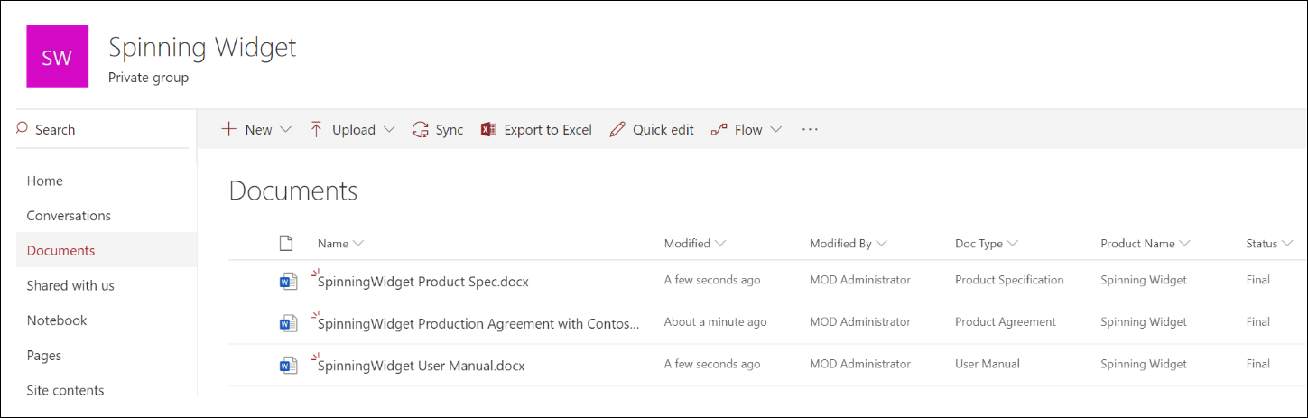 Spinning Widget document library.