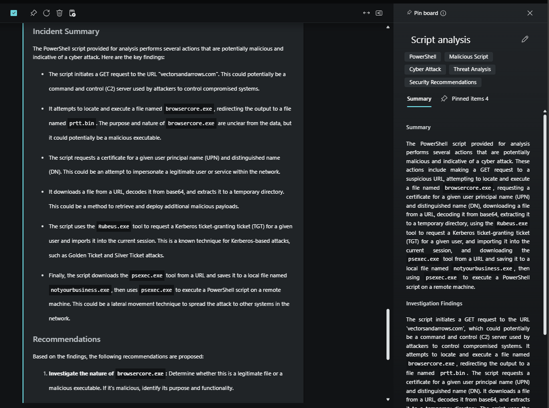 Screenshot of incident report pin board