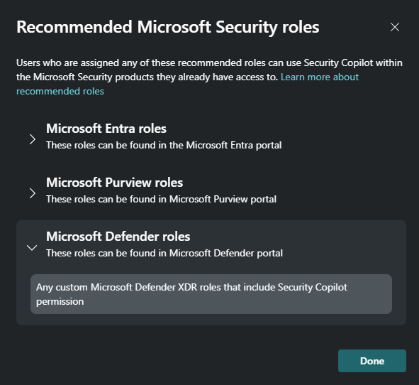 Screenshot of Copilot access roles.