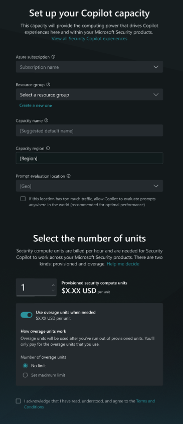 Screenshot of set up your security capacity.