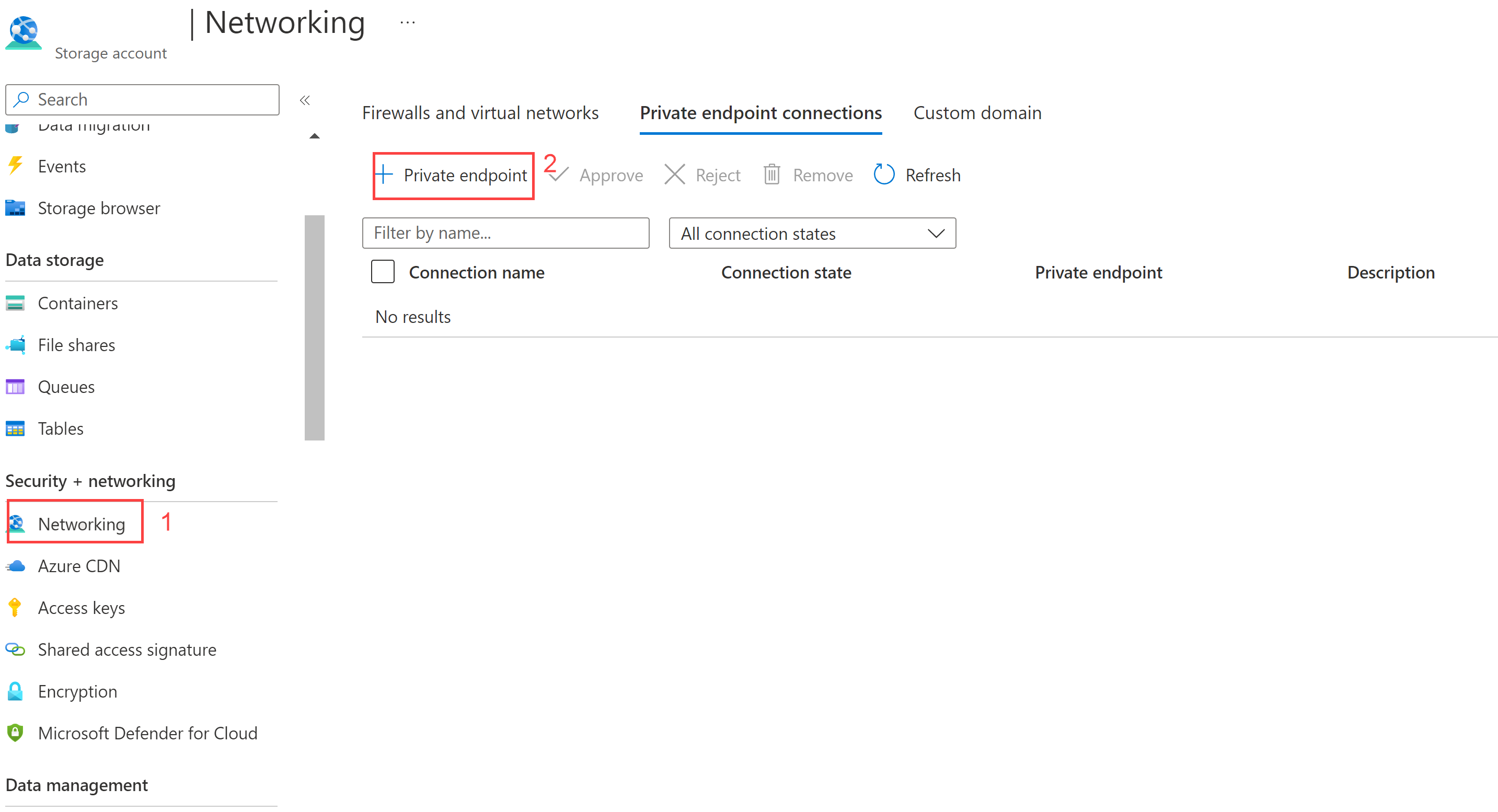 Screenshot of configuring a private endpoint for a storage account.