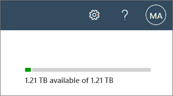 Storage bar on the Active sites page showing total and available storage space.