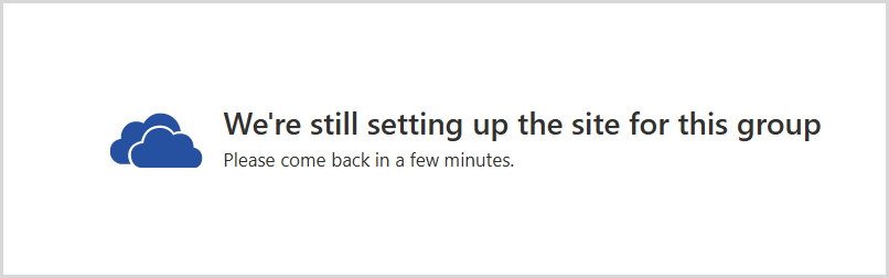 Screenshot of failed OneDrive site creation if created from admin UI.