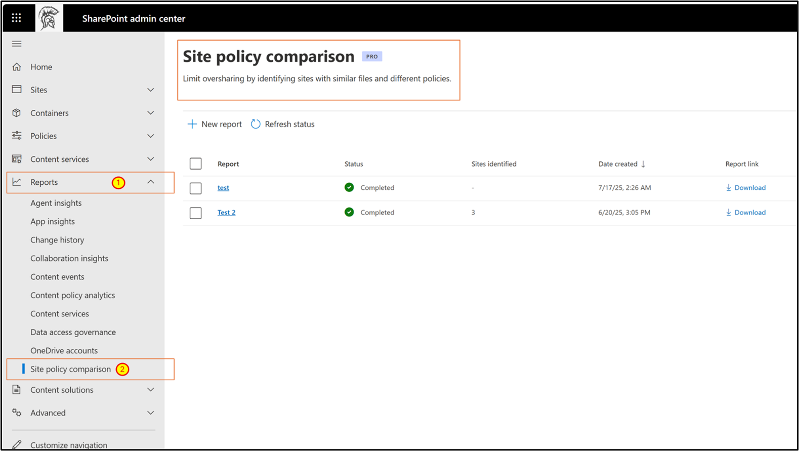 Screenshot showing the Site Policy creation page in SharePoint admin center.