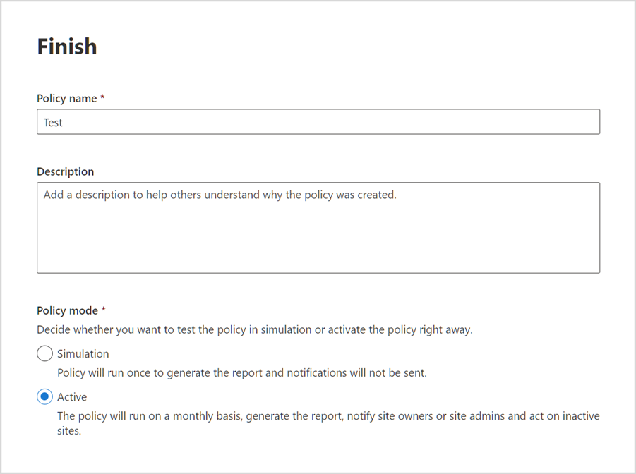 Screenshot of Finish page.