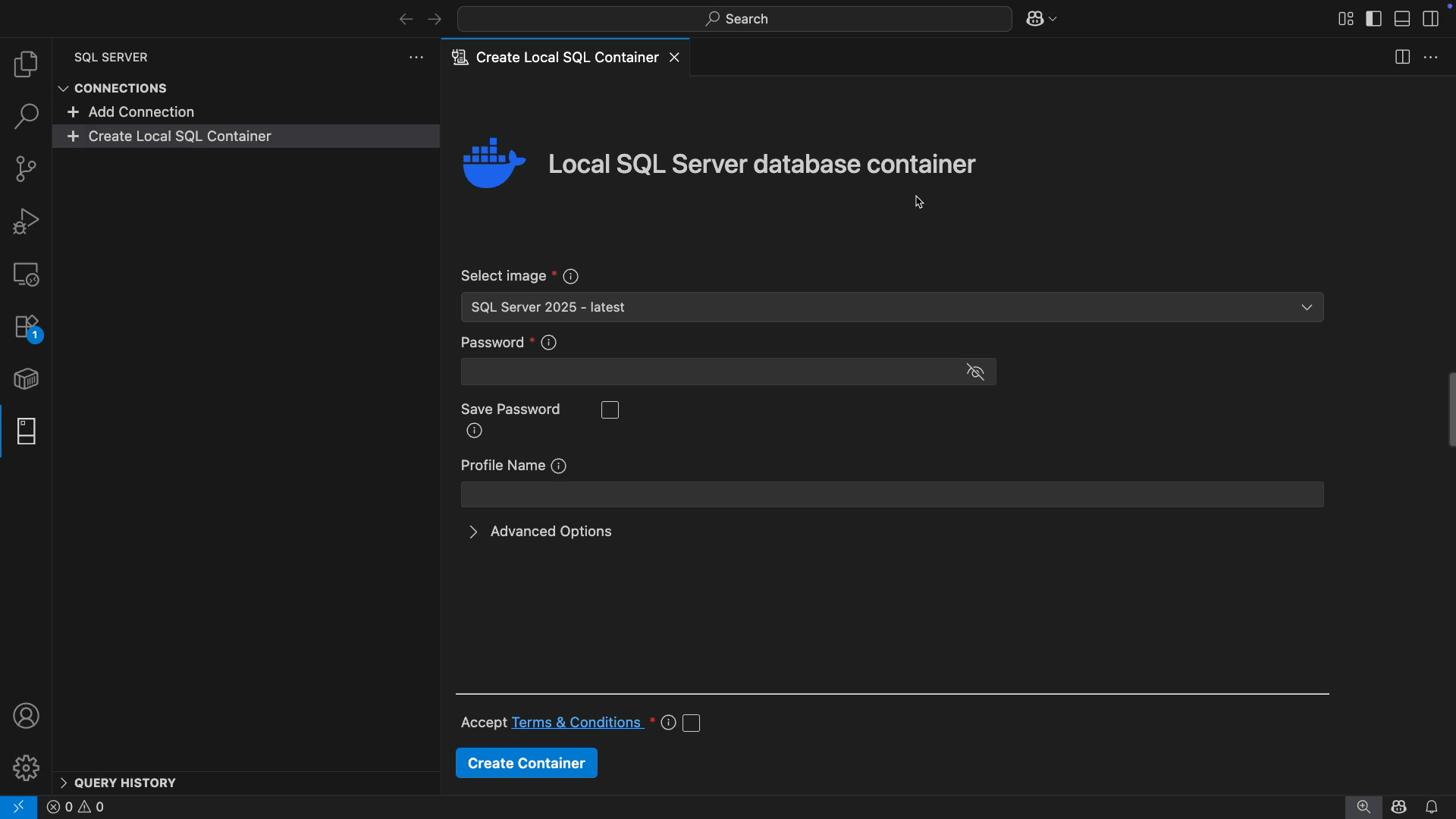Screenshot showing animation of Local Container wizard part two.