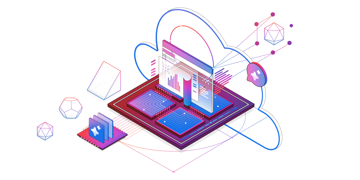 An isometric illustration of technical components for Azure AI Foundry.