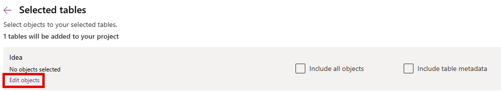 Screenshot of the select components button.