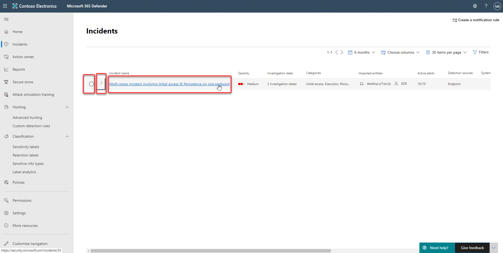 Screen shot of Incident Preview information options.