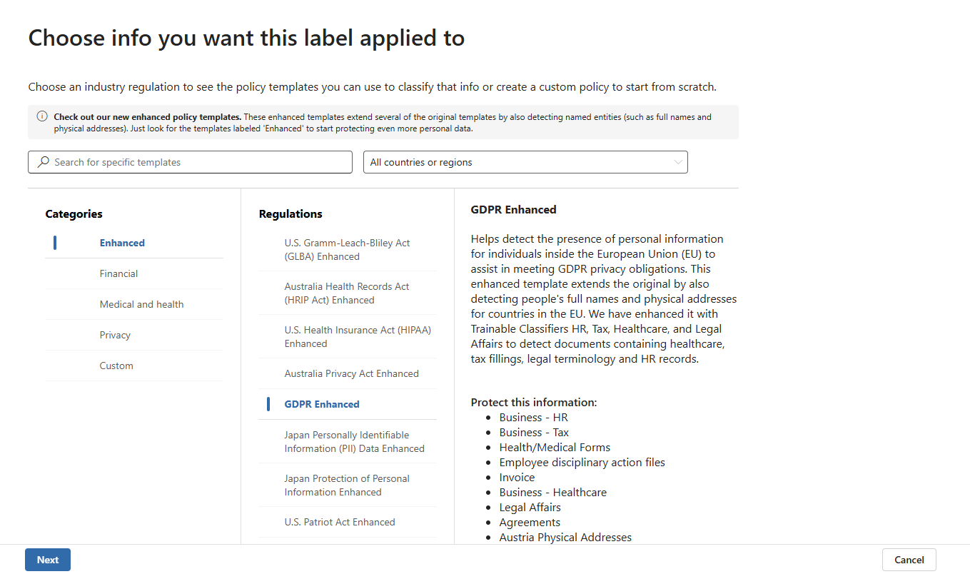 Screenshot of the New policy configuration for auto-labeling.