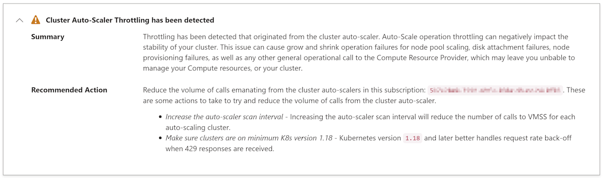 Diagram that shows Cluster Auto-Scaler requests throttling is detected.
