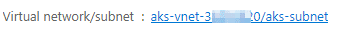 Screenshot of the VNET and subnet.