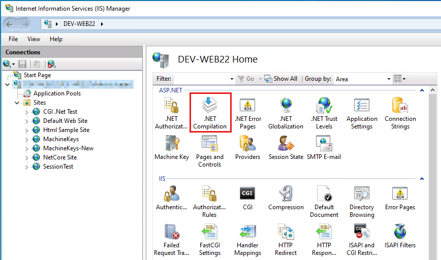 Screenshot of the .NET Compilation icon.
