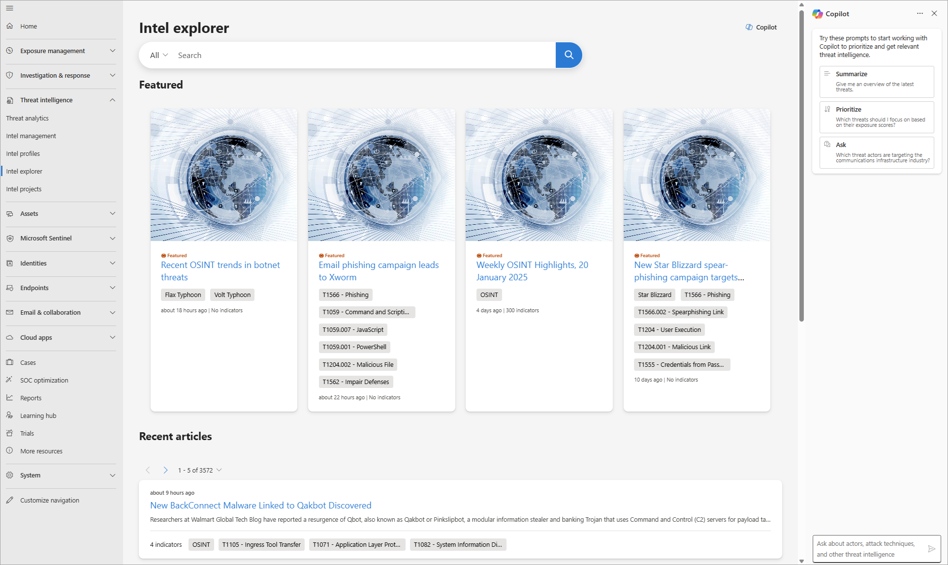 Screenshot of Intel explorer page.