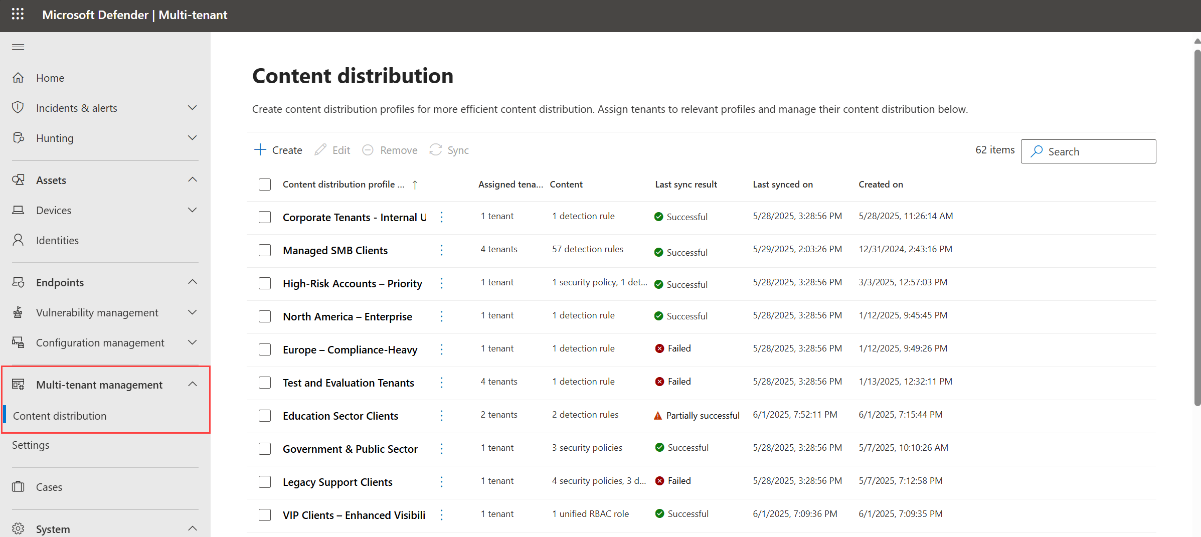 Screenshot of the renamed Content distribution page.