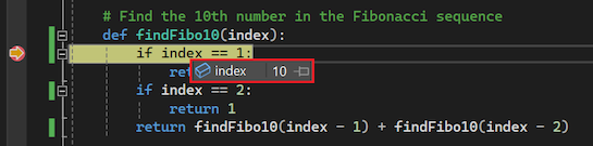 Screenshot that shows the DataTips value for a variable in the Visual Studio debugger.