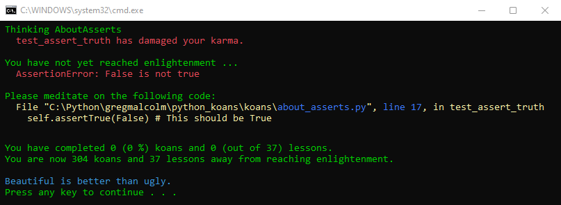 Screenshot of the output window that Visual Studio 2022 opens for program output from the running Python code.