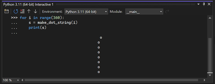 Screenshot that shows how to paste multiple lines of code into the Interactive Window in Visual Studio.