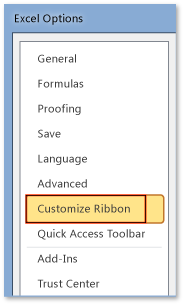 The Customize Ribbon button The Customize Ribbon button