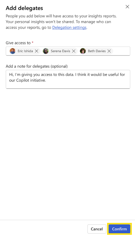 Screenshot showing how those given delegate status are notified.