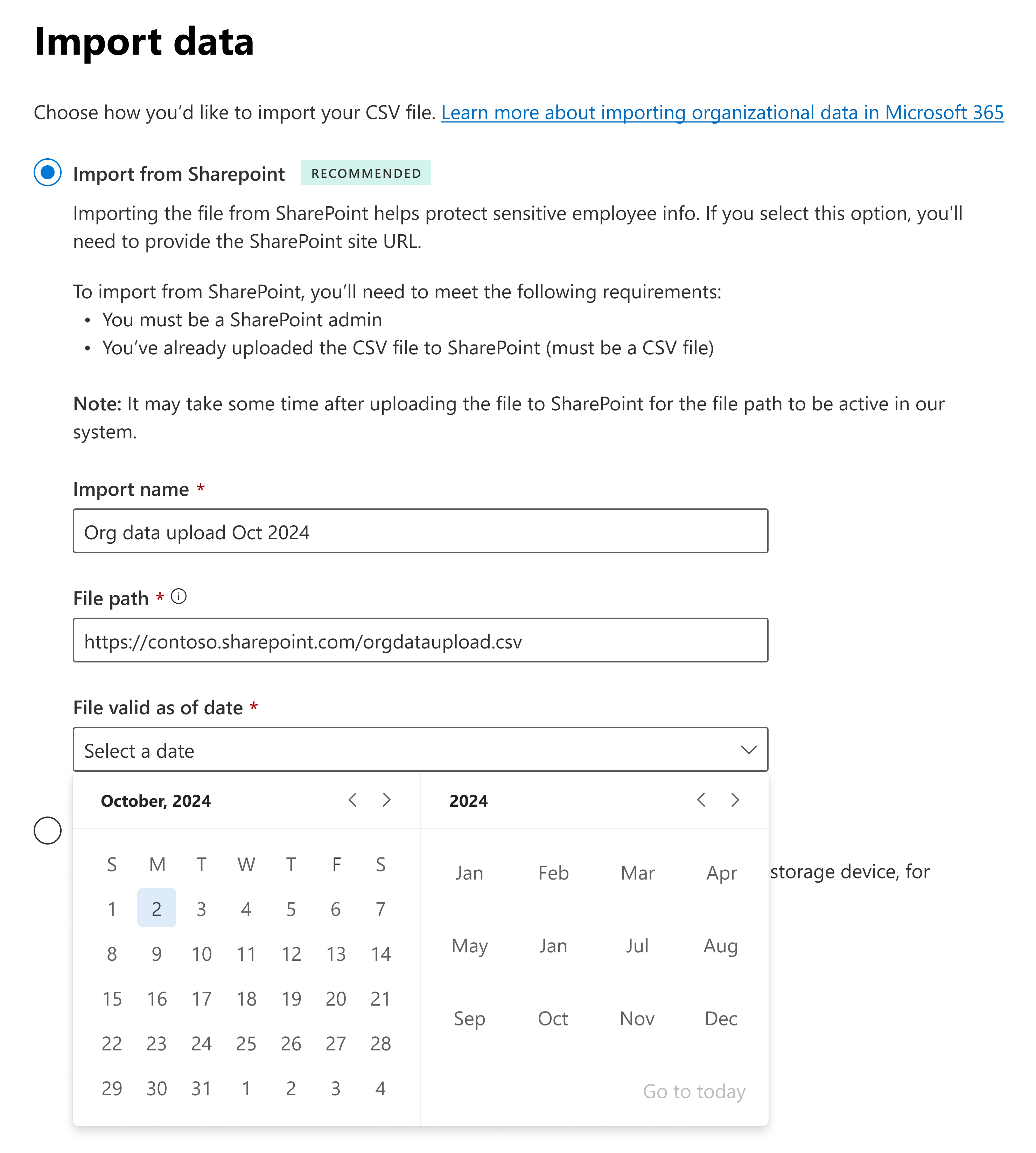 A screenshot shows how to set the file valid as of date.