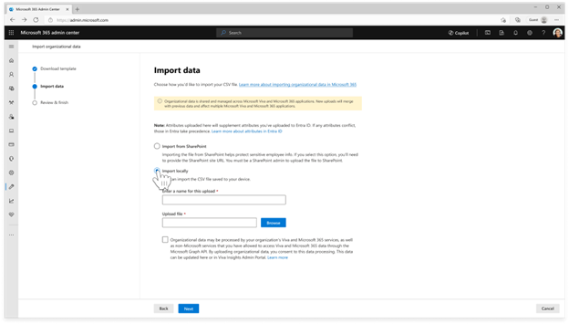 A screenshot shows local import option.
