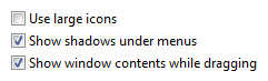 screen shot of check boxes aligned vertically