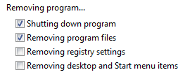 screen shot of four check boxes showing progress
