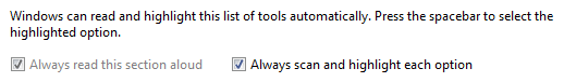 screen shot of one of two check boxes dimmed