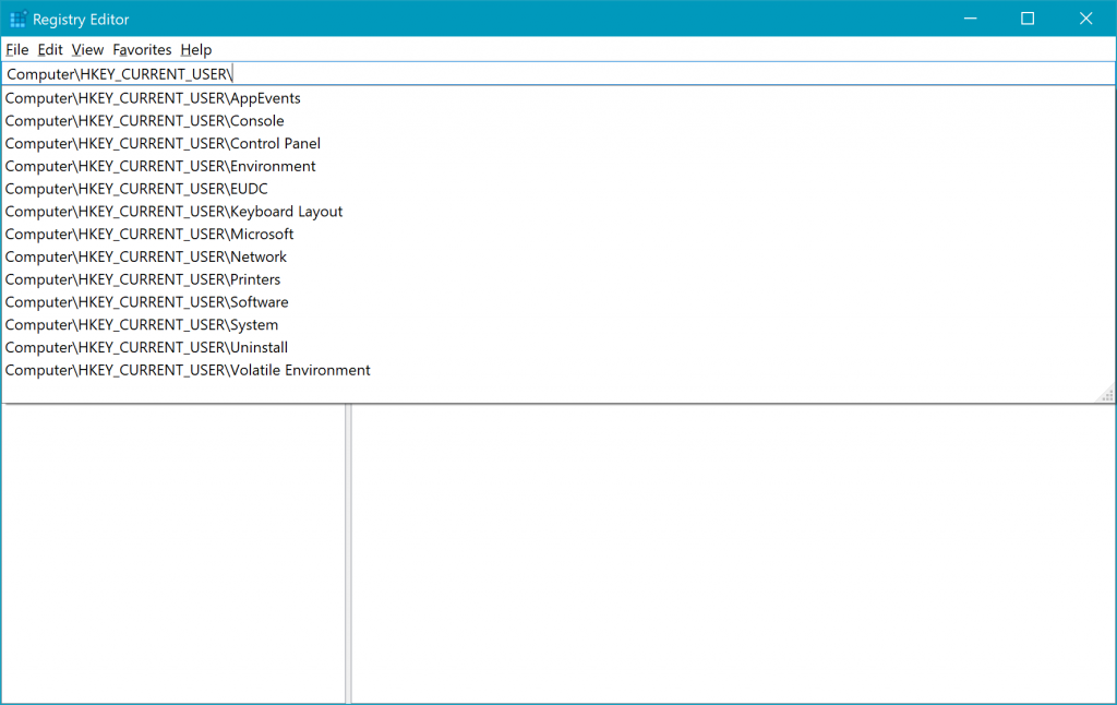 Registry editor dropdown Registry editor dropdown.
