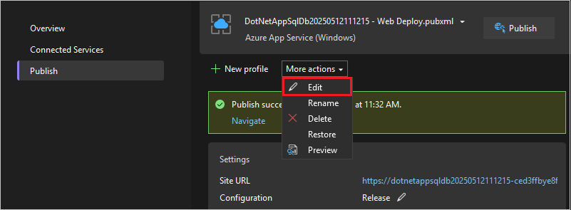 Schermopname van het openen van publicatie-instellingen.