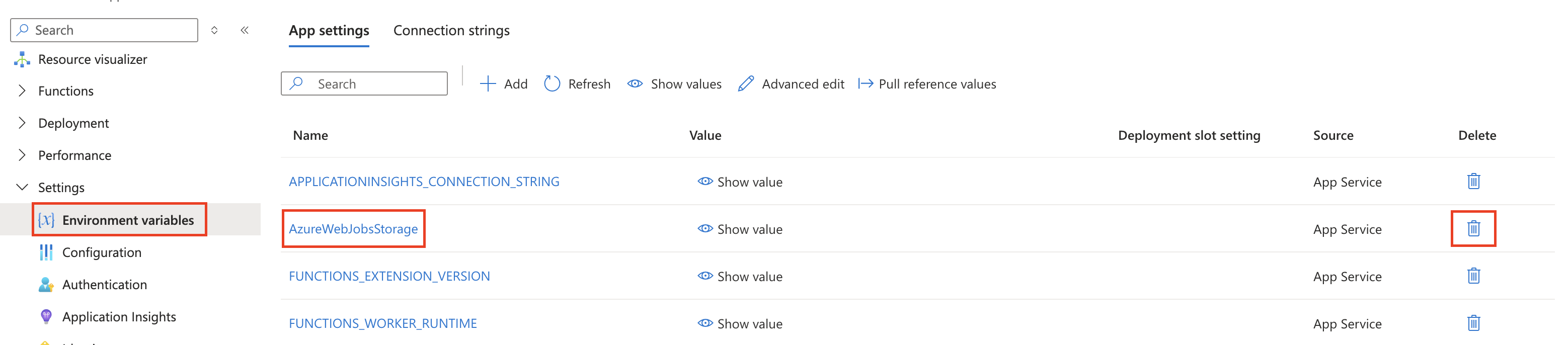 Schermopname van de standaardopslaginstelling.