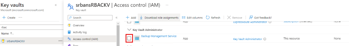 Schermopname van het selectievakje om een met ADE versleutelde sleutelkluis in te schakelen.