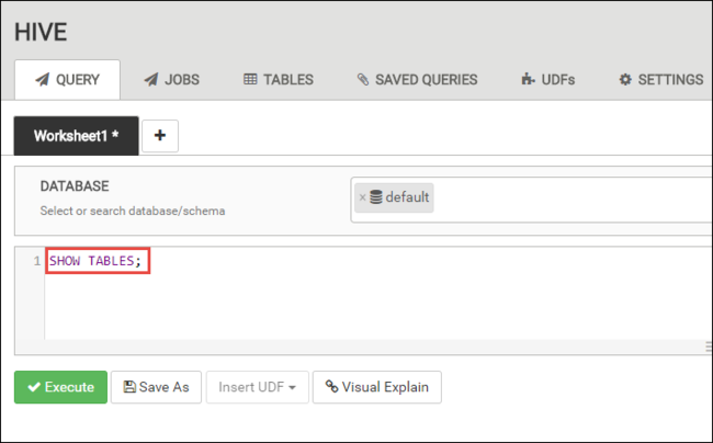HDInsight Hive View Query-editor.