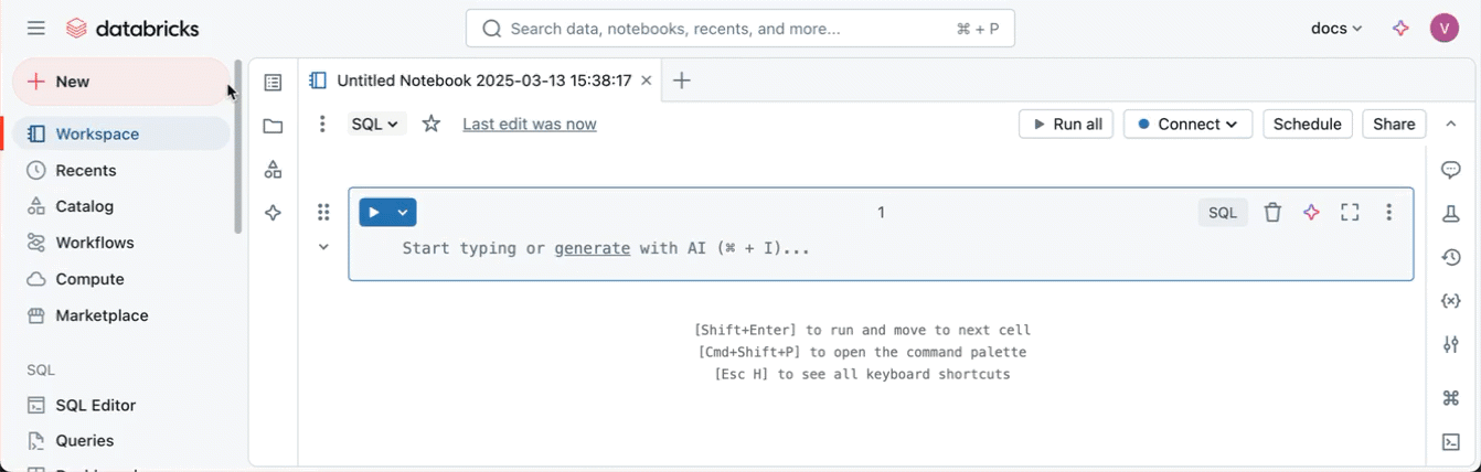 Maak een notitieblok op basis van de nieuwe knop in de linkerzijbalk.