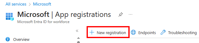 Schermopname van het deelvenster App-registraties in Azure Portal.