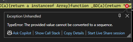 Felsökaren i Visual Studio bryter mot JavaScript-undantag under utloggning