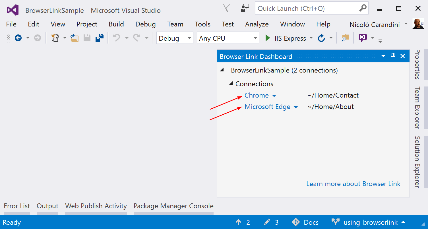 Översikt över webbläsarlänkar med två anslutningar