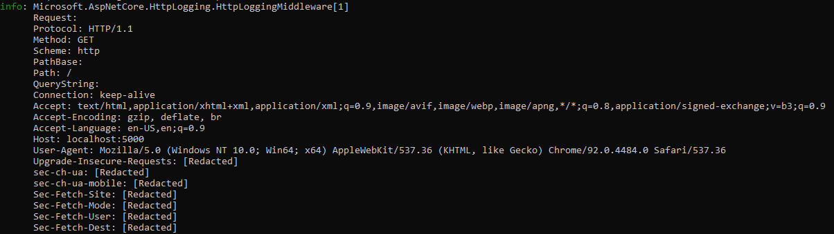 Exempel på utdata för begäran