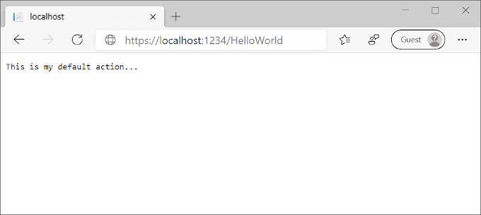 webbläsarfönster som visar ett appsvar på Det här är min standardåtgärd