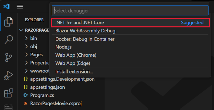 Dialogrutan Välj miljö