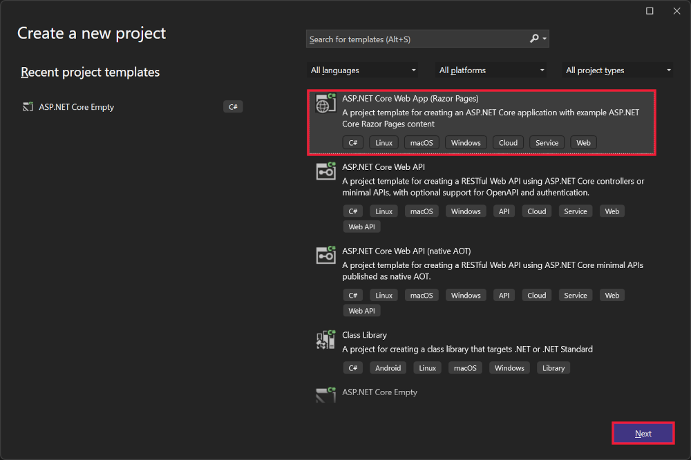 Skapa en ASP.NET Core-webbapp