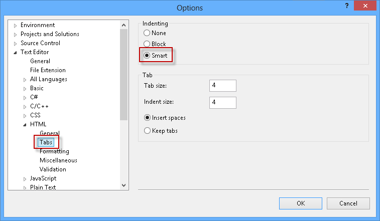 HTML Editor settings HTML Editor settings