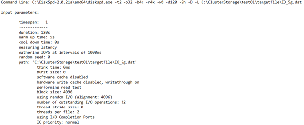 Example output shows command and input parameters.