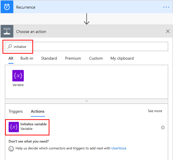 Steget för att initiera variabler