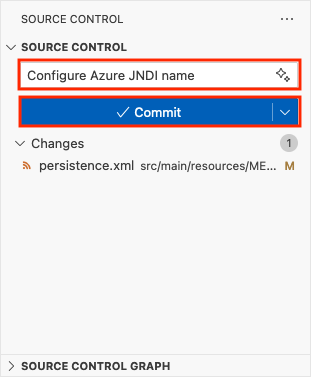 En skärmbild som visar de ändringar som checkas in och skickas till GitHub.