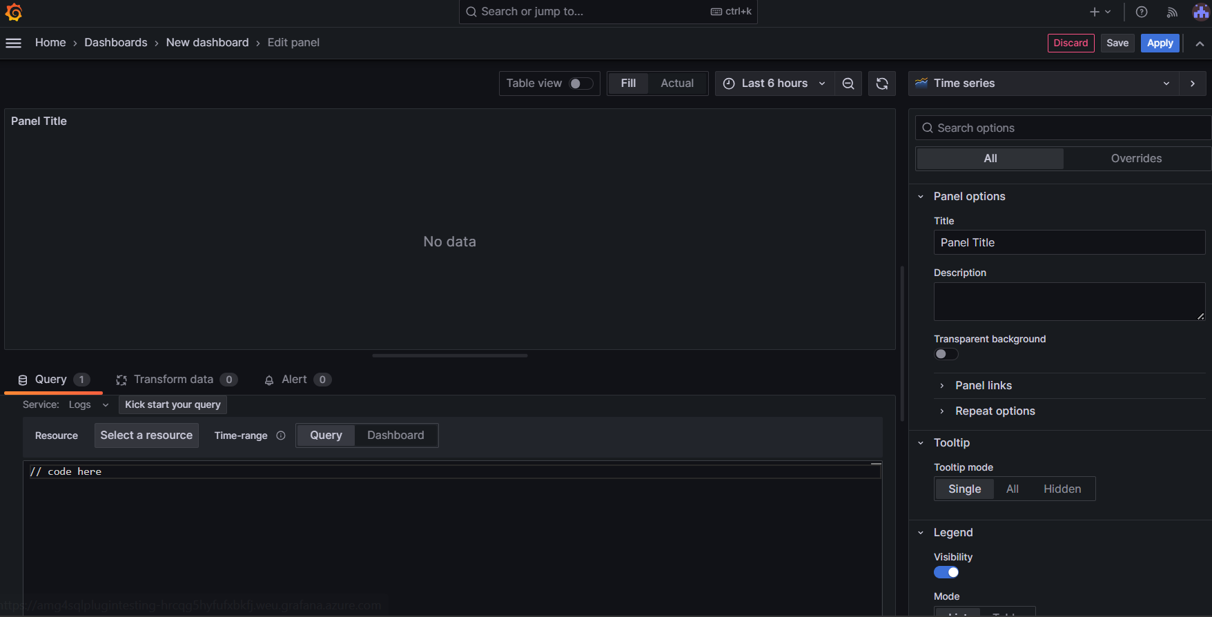 Skärmbild av panelalternativ.