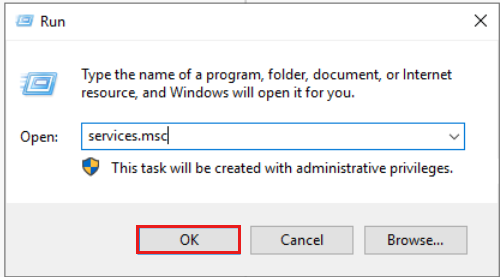 Skärmbild som visar hur du öppnar Windows Services.